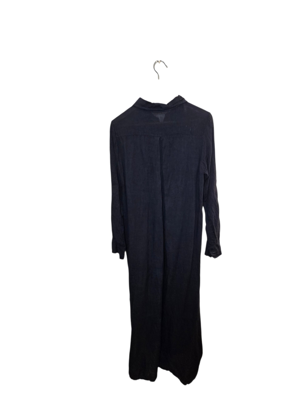 Black Button-Front Linen Midi Dress Made in Italy Coastal 100% Linen - Picture 3 of 6
